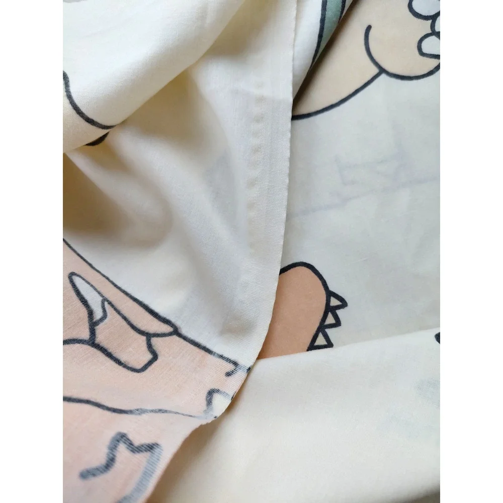 1986 Sandra Boynton Classic Twin Top Sheet + Pillowcase Dinosaur Bedding VTG